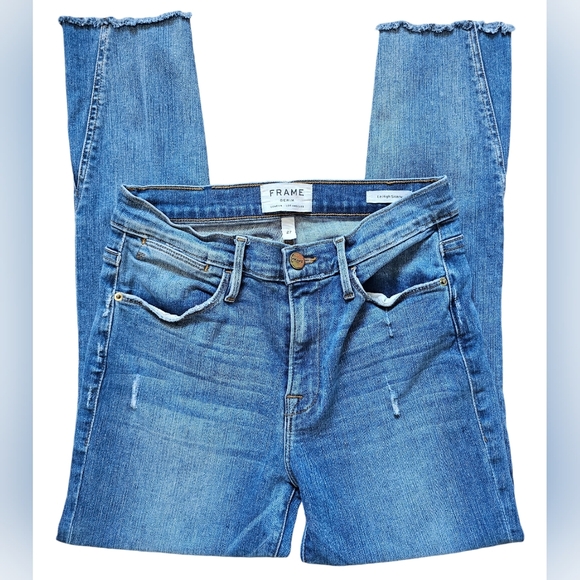 Frame Denim "Le High Skinny" jeans with manufacturers distressed marks, size 27 - Picture 8 of 10